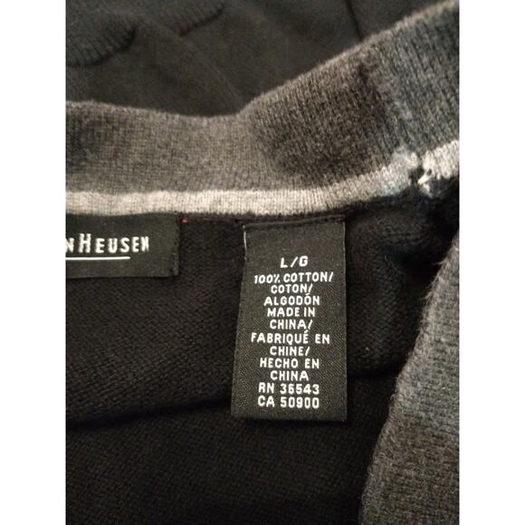VanHeusen Large Black Grey Cardigan 100% Cotton Preppy Academia - Picture 6 of 10